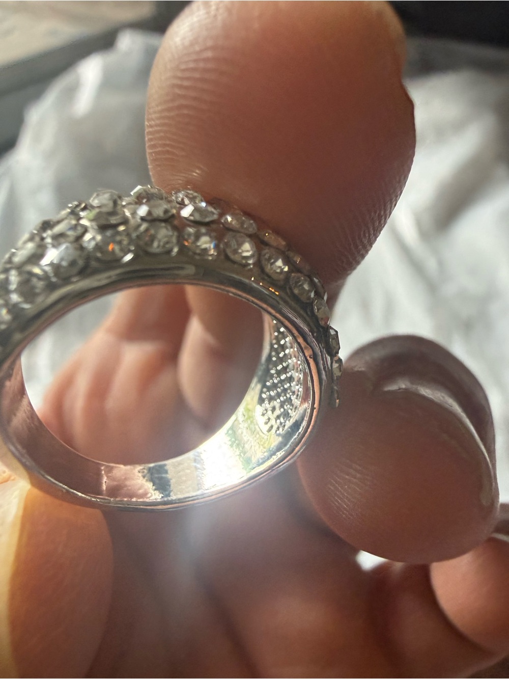 Silver Crystal Pavé Dome Ring - Clear Stones